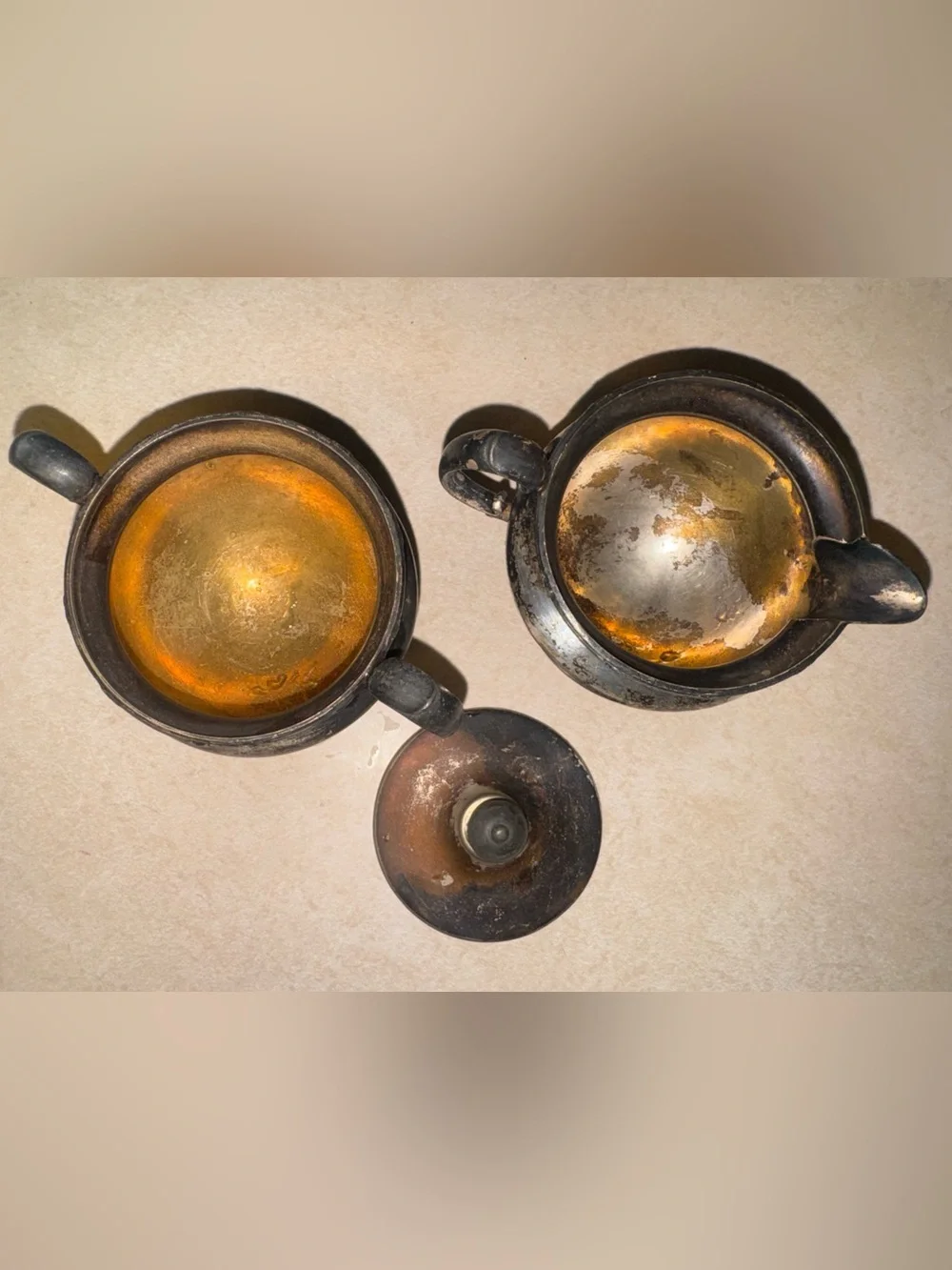 Vintage Apollo Sheffield nickel silver creamer and sugar bowls dishes with lid